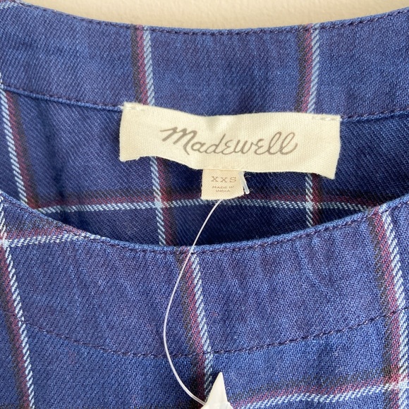 NWT Madewell Blue Smocked Peplum Blouse with 3/4 Sleeves - Picture 4 of 5